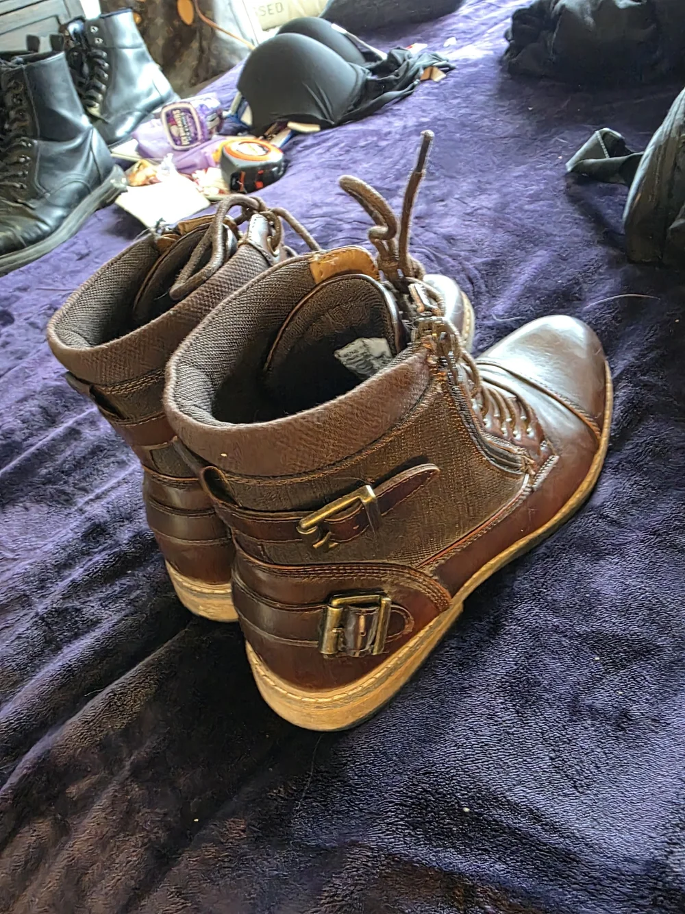 SONOMA Goods For Life Men’s Brown Cap Toe Lace Up Side Zip Boots